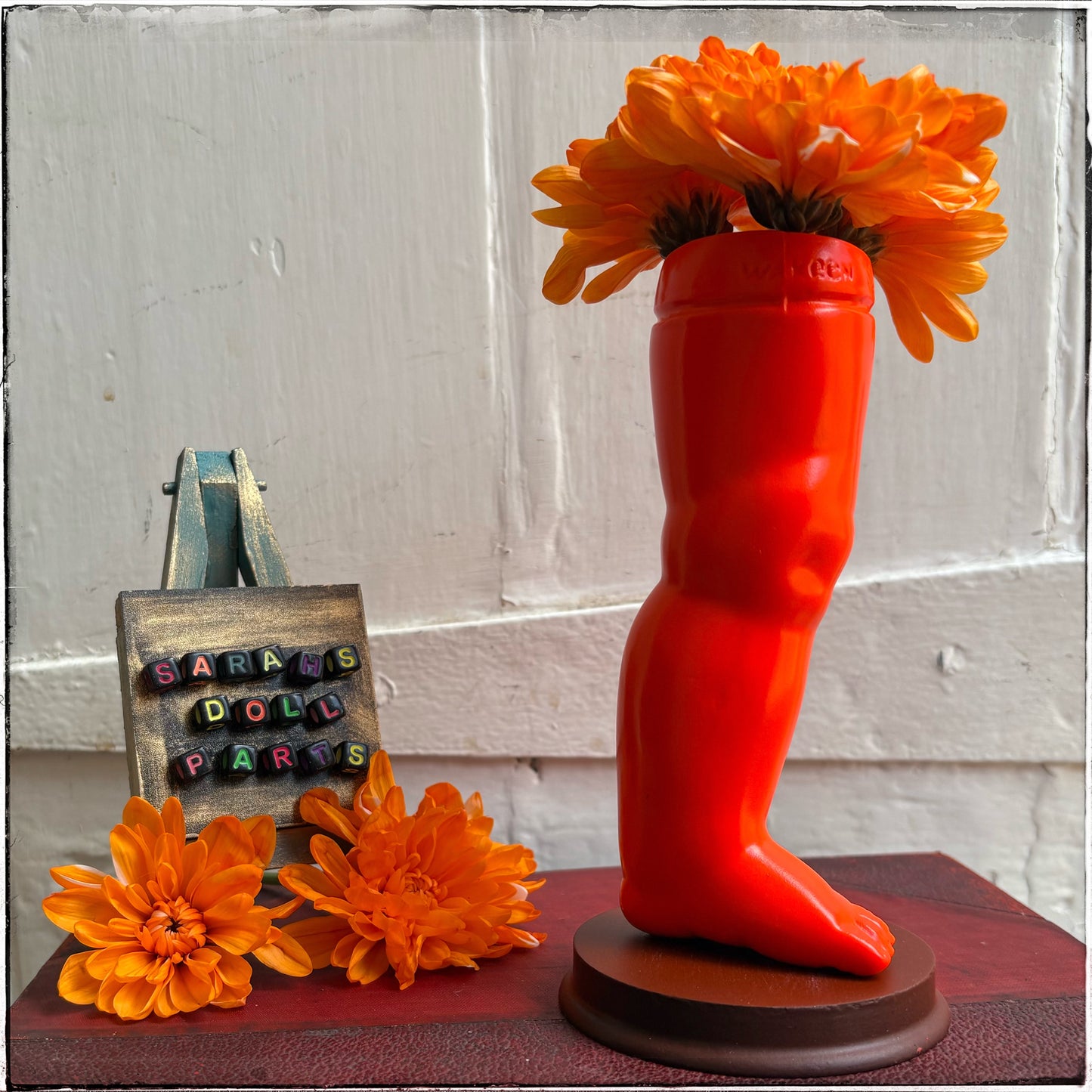 Large Doll Leg Vase - Neon Orange