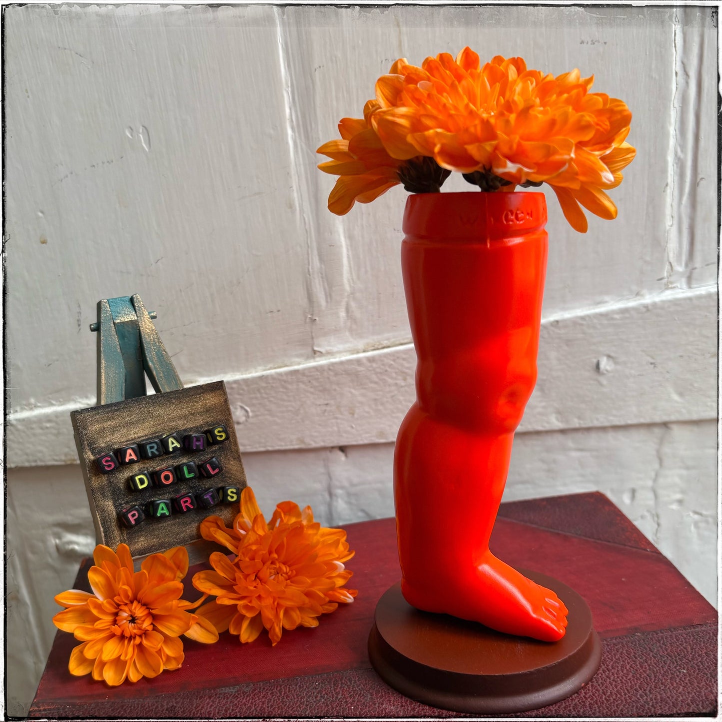Large Doll Leg Vase - Neon Orange