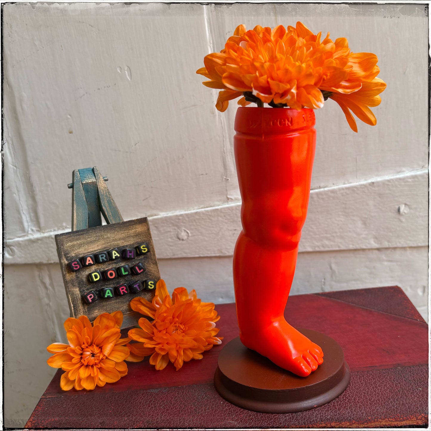 Large Doll Leg Vase - Neon Orange