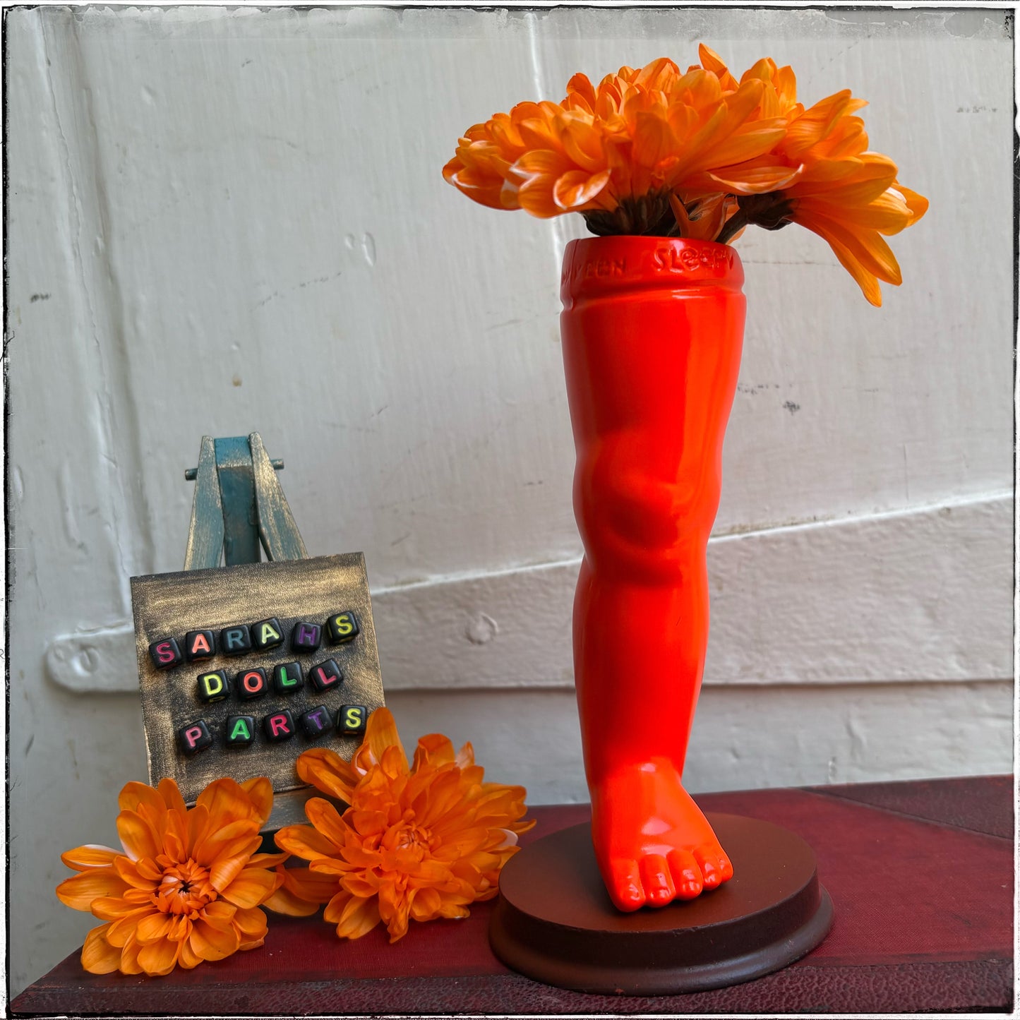 Large Doll Leg Vase - Neon Orange