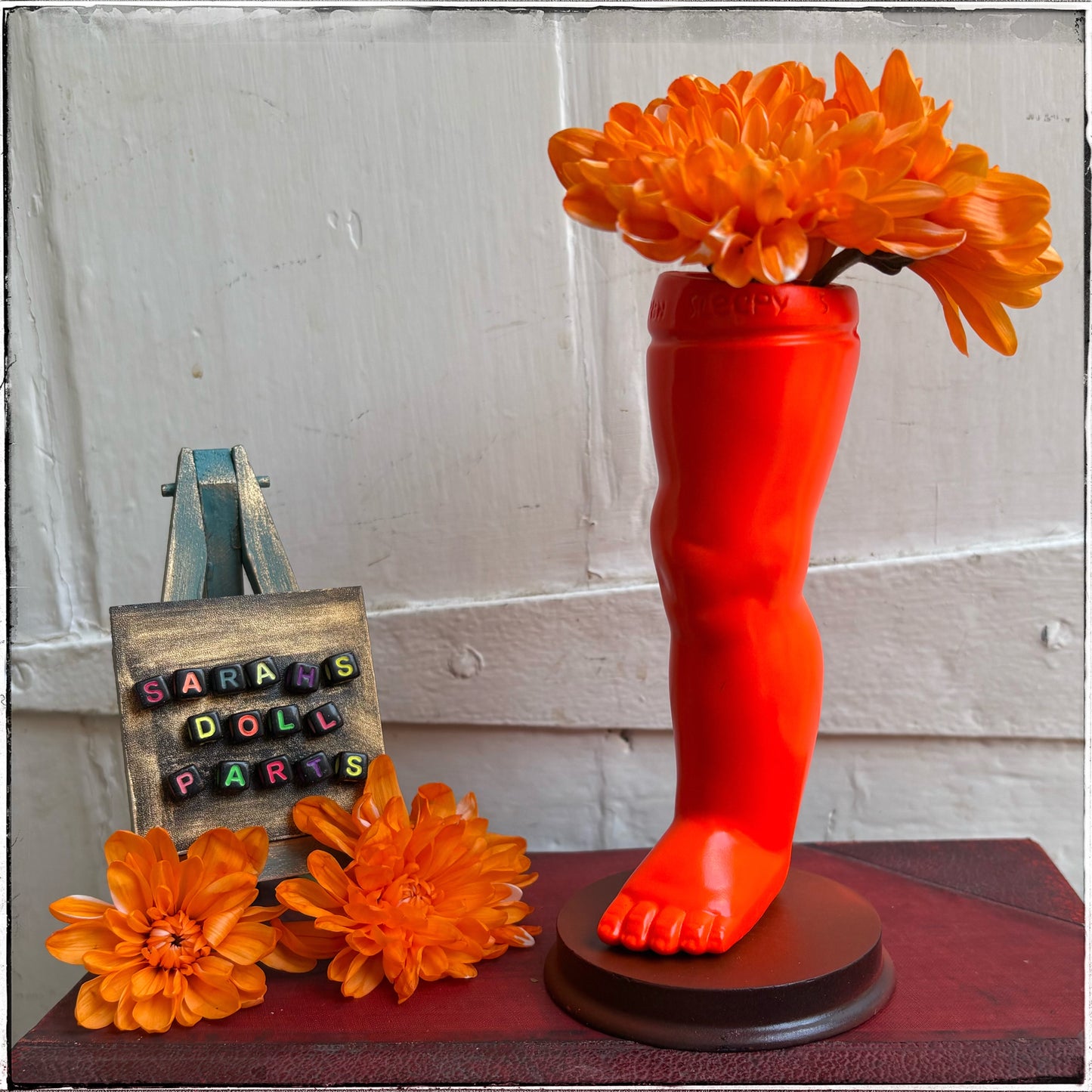 Large Doll Leg Vase - Neon Orange