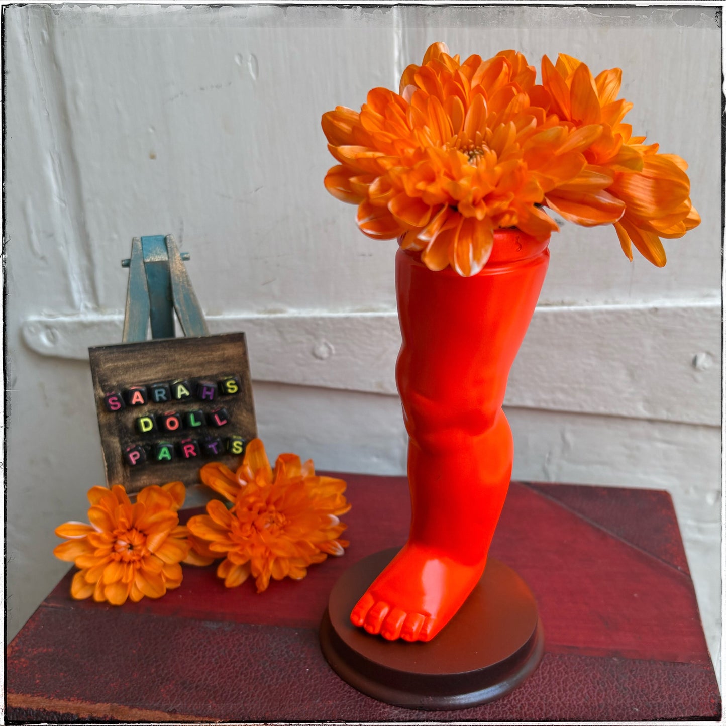 Large Doll Leg Vase - Neon Orange