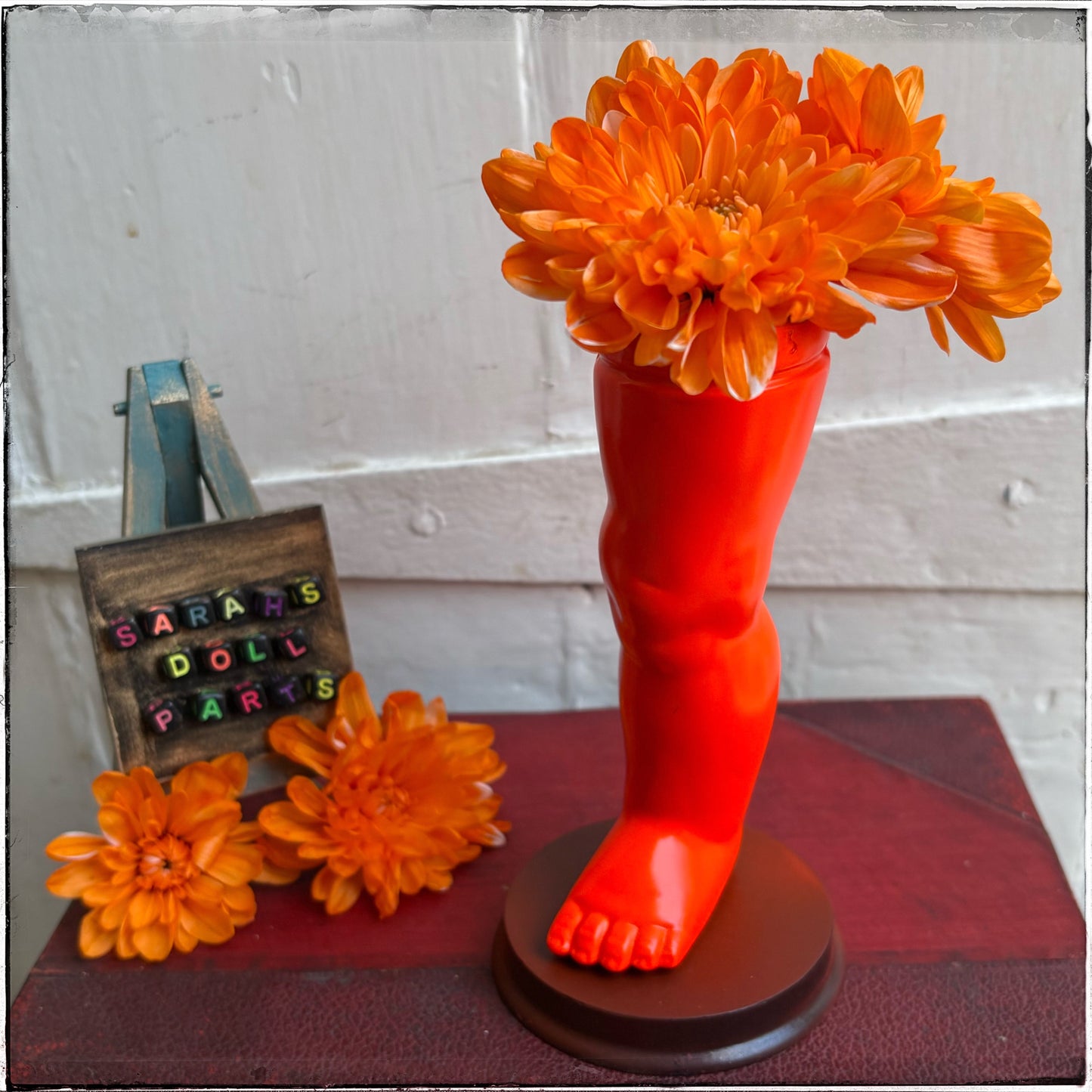 Large Doll Leg Vase - Neon Orange