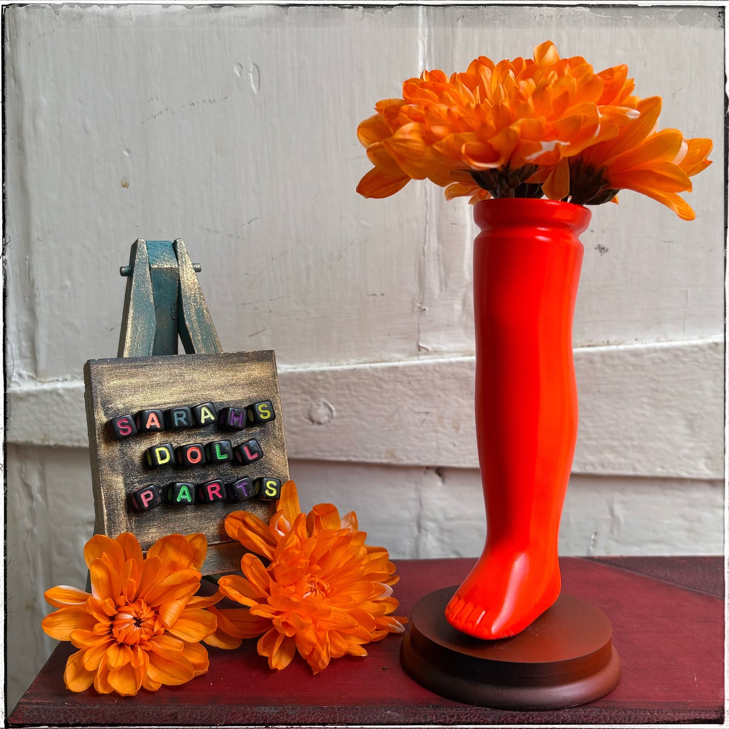 Small Doll Leg Vase - Neon Orange