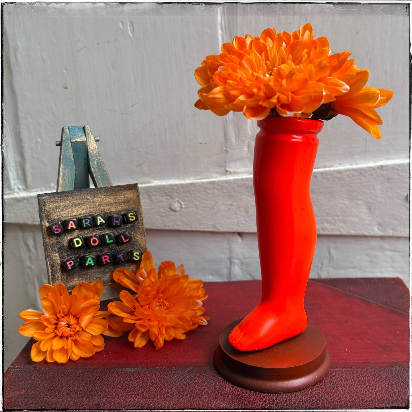 Small Doll Leg Vase - Neon Orange