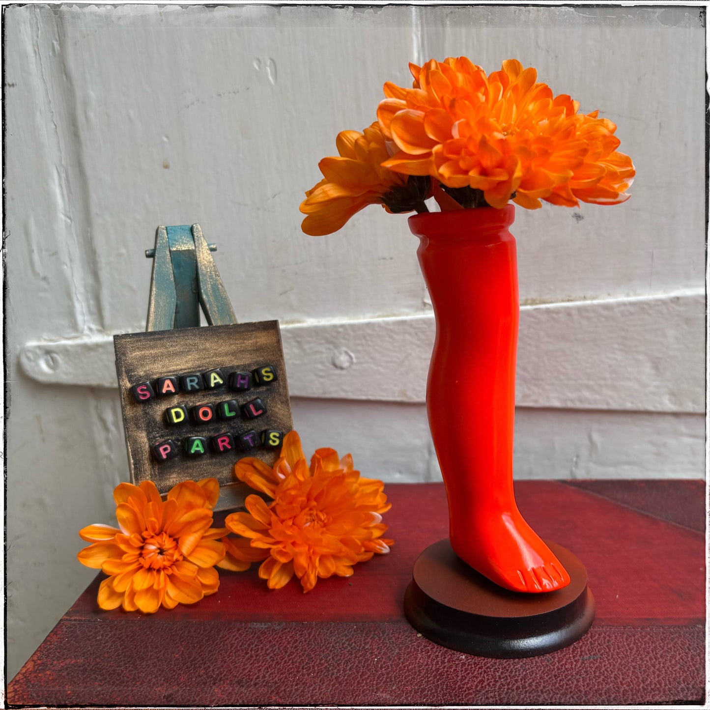 Small Doll Leg Vase - Neon Orange