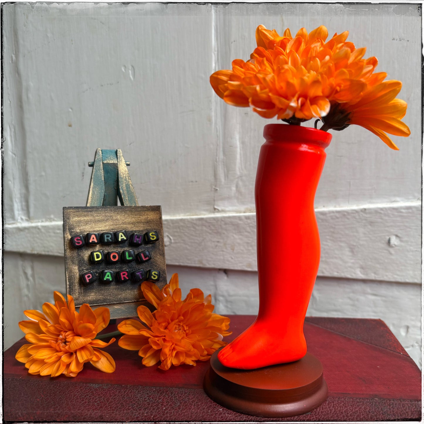 Small Doll Leg Vase - Neon Orange