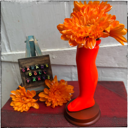 Small Doll Leg Vase - Neon Orange