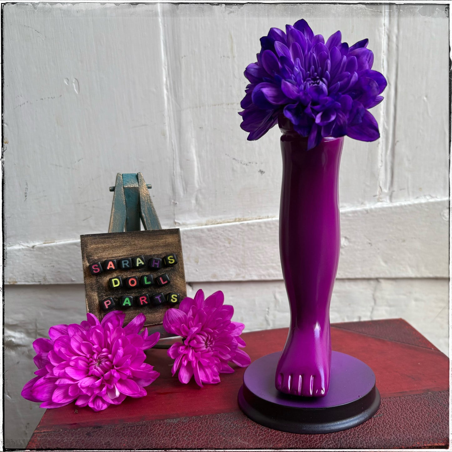 Large Doll Leg Vase - Neon Purple