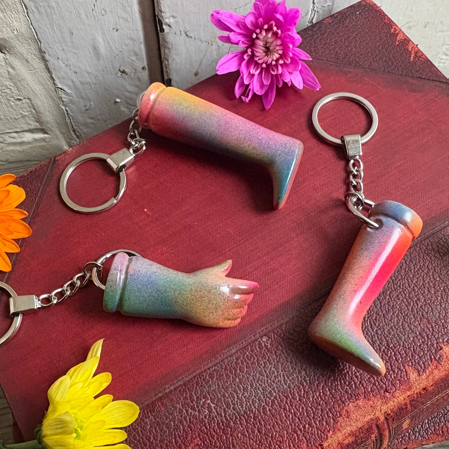 Doll Leg Key Ring - Sherbet Rainbow