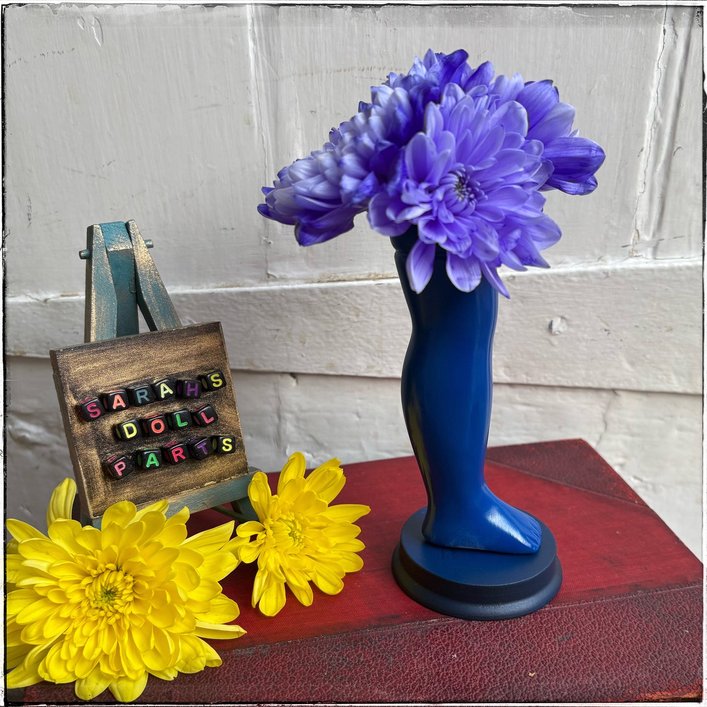 Large Doll Leg Vase - Neon Blue