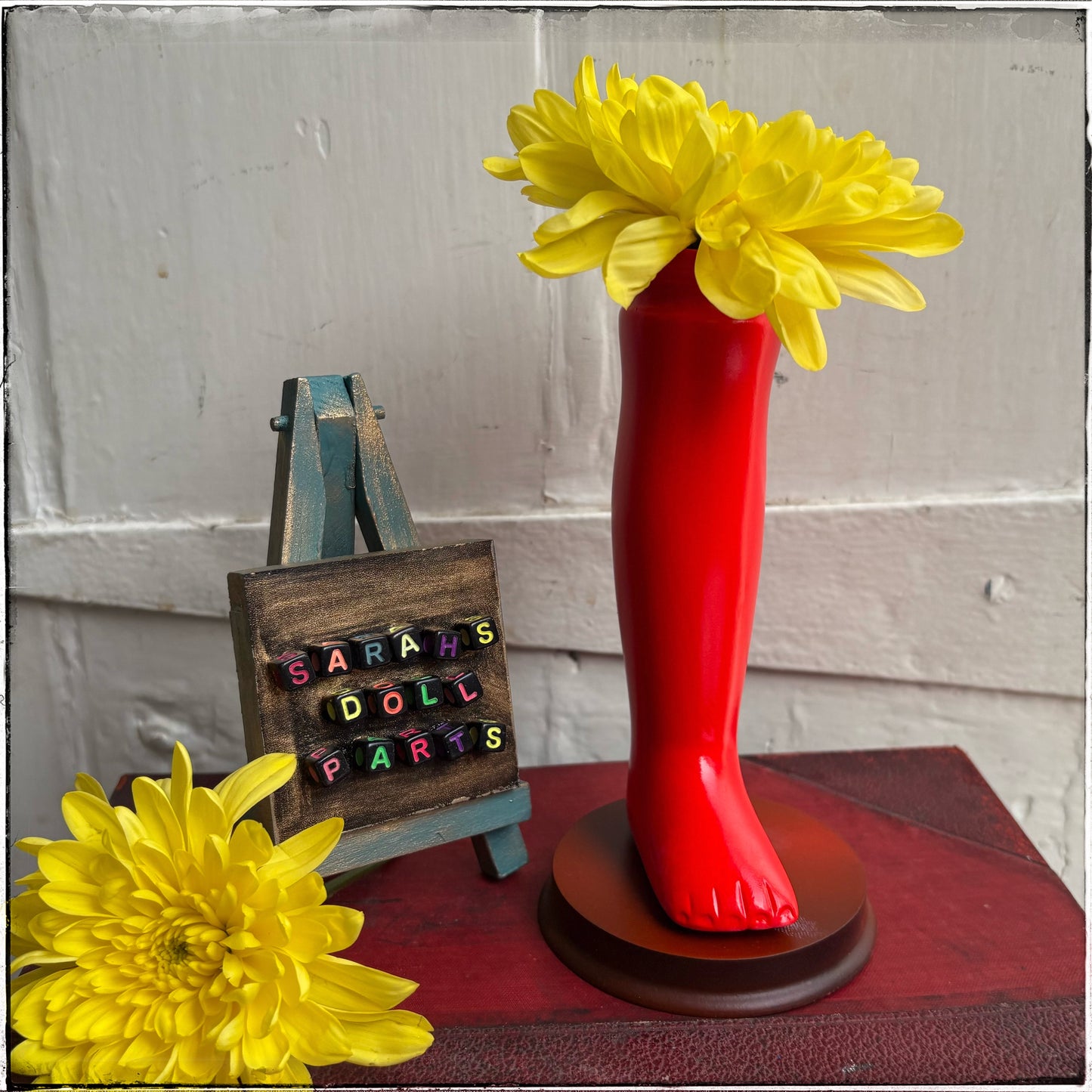 Large Doll Leg Vase - Neon Red
