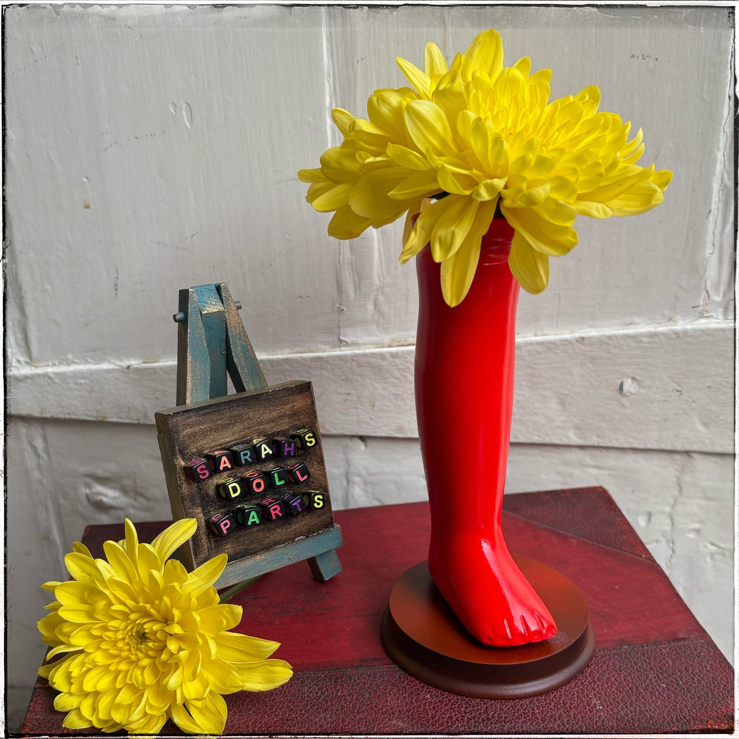 Large Doll Leg Vase - Neon Red