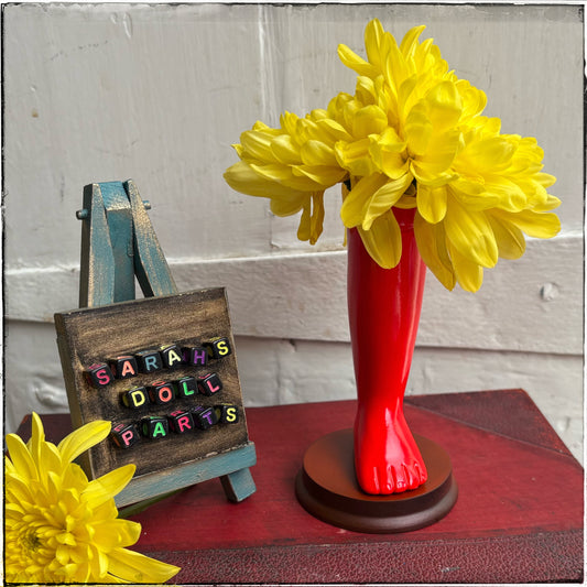 Medium Doll Leg Vase - Neon Red