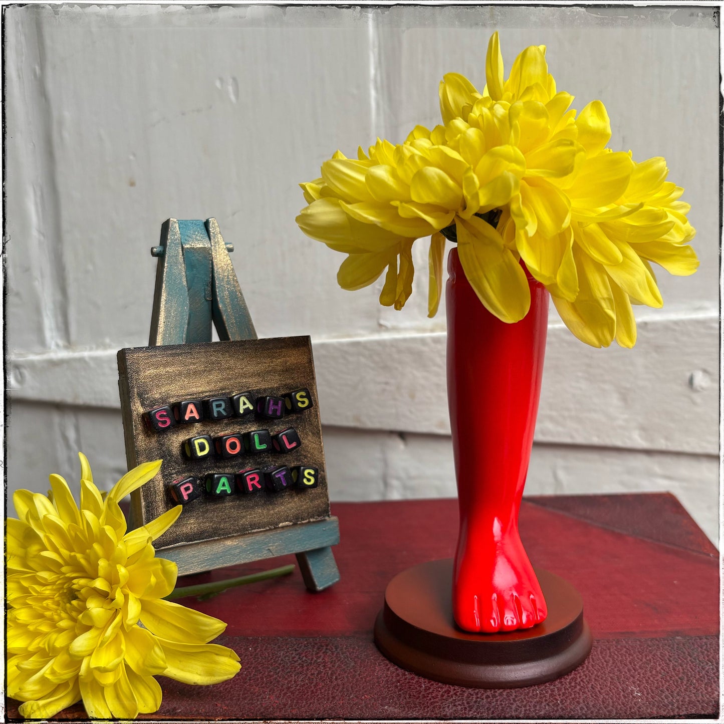 Medium Doll Leg Vase - Neon Red
