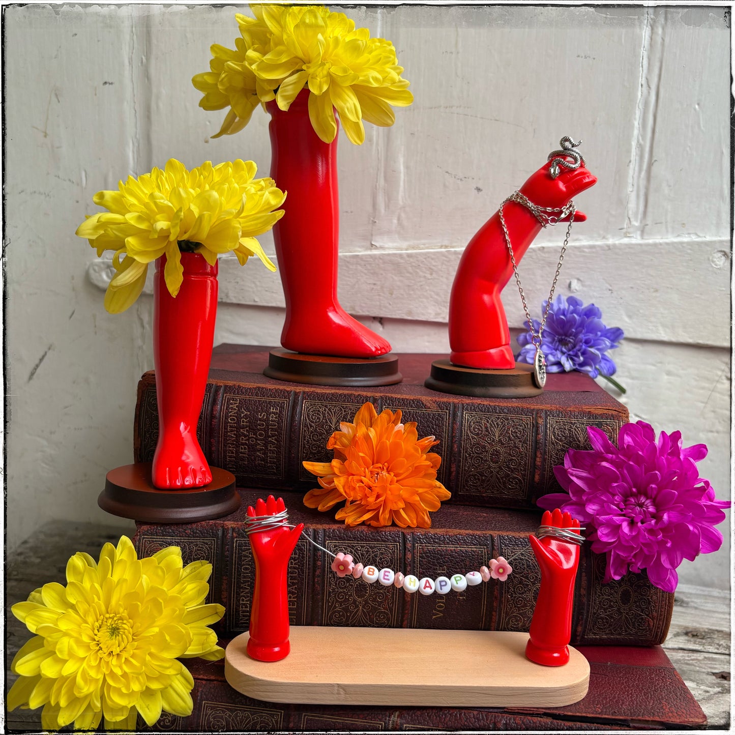 Large Doll Leg Vase - Neon Red