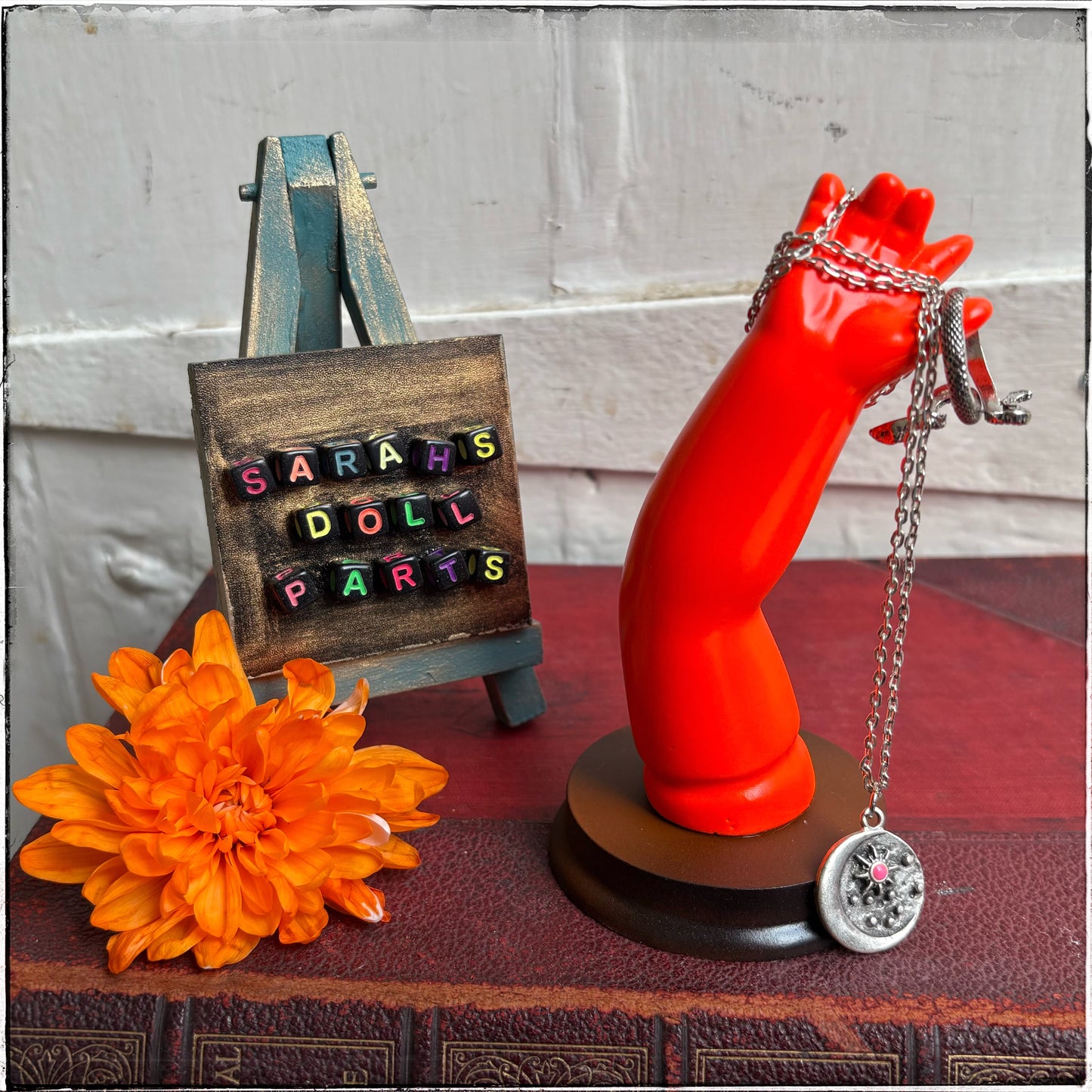 Medium Doll Arm Jewellery Holder - Neon Red