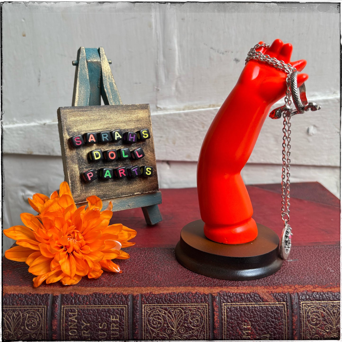 Medium Doll Arm Jewellery Holder - Neon Red
