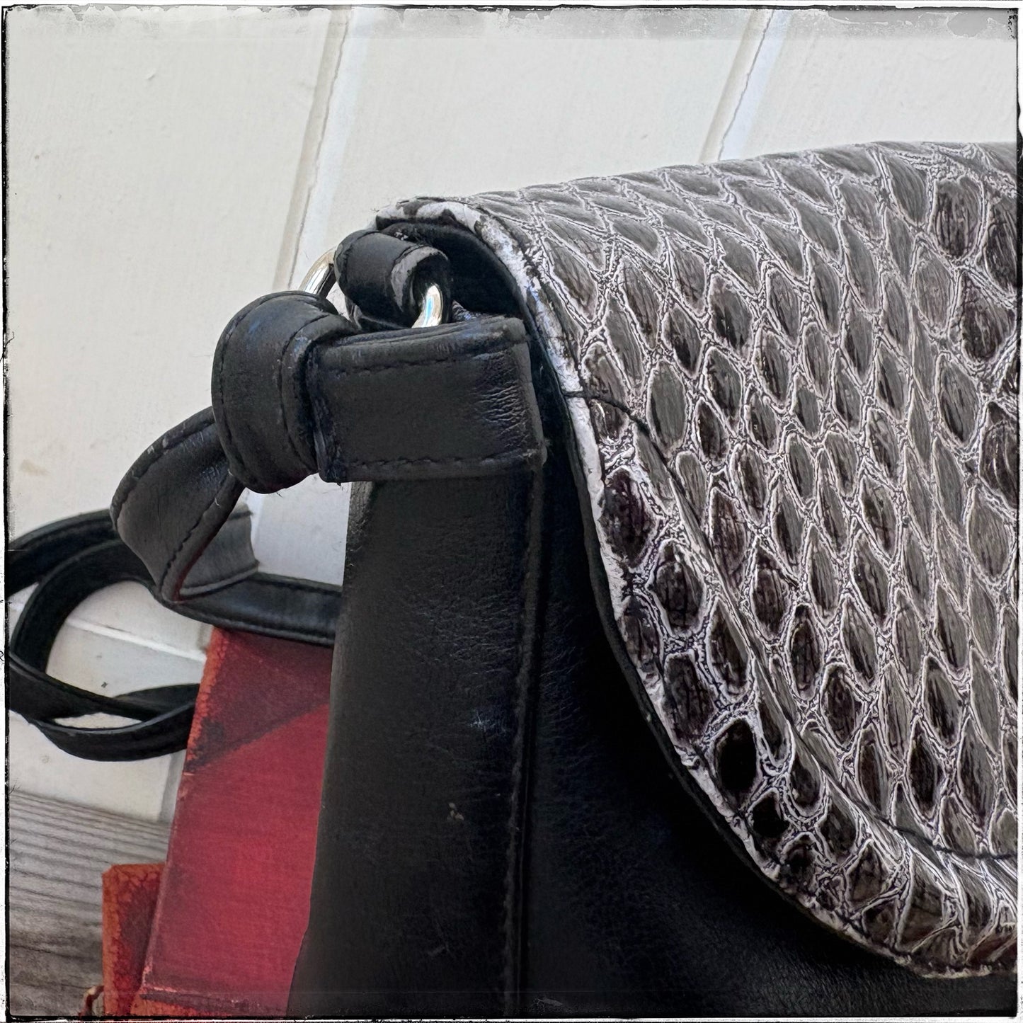 Vintage Faux Leather Snake Print Shoulder/Cross Body Bag
