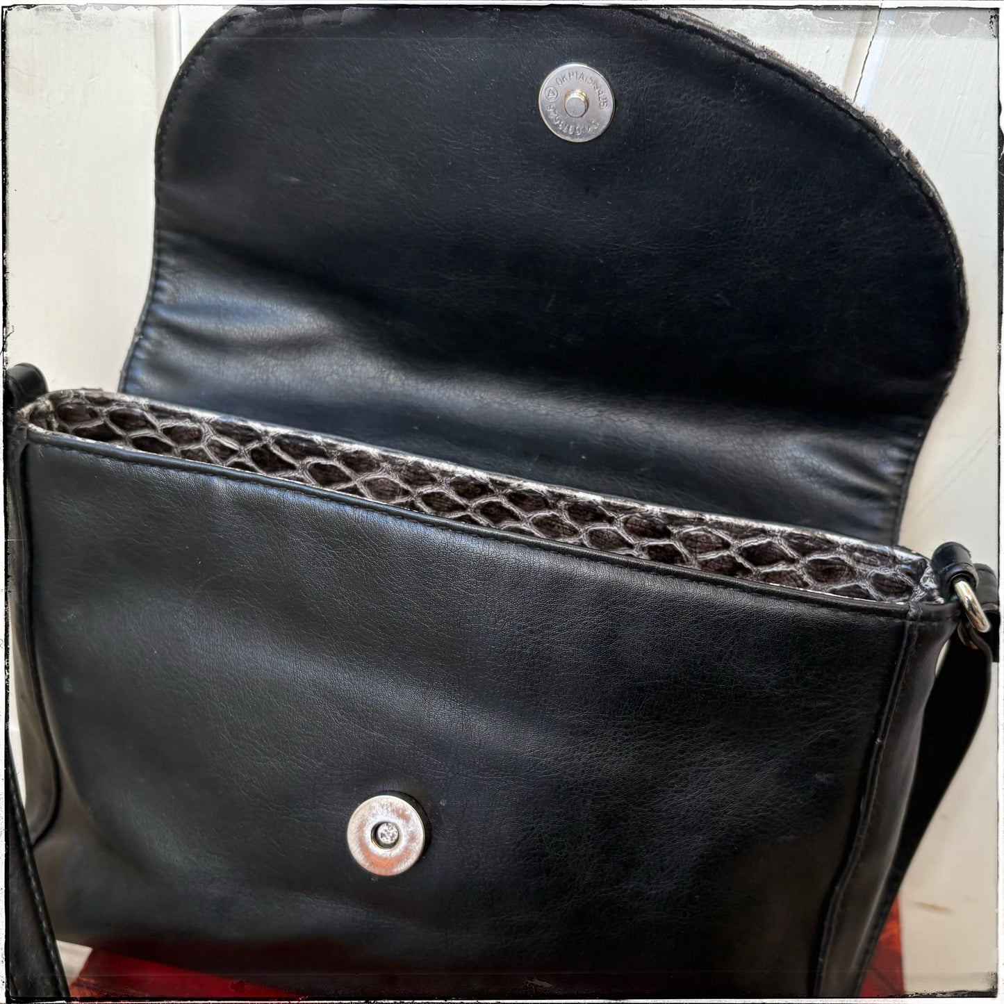 Vintage Faux Leather Snake Print Shoulder/Cross Body Bag