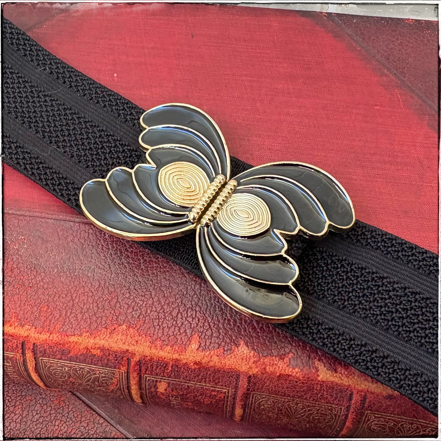 Vintage 80s Style Elasticated Butterfly Enamel Belt