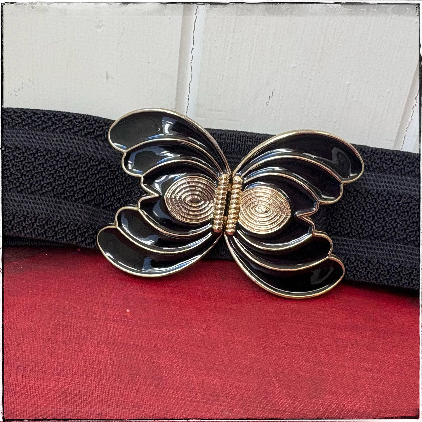 Vintage 80s Style Elasticated Butterfly Enamel Belt