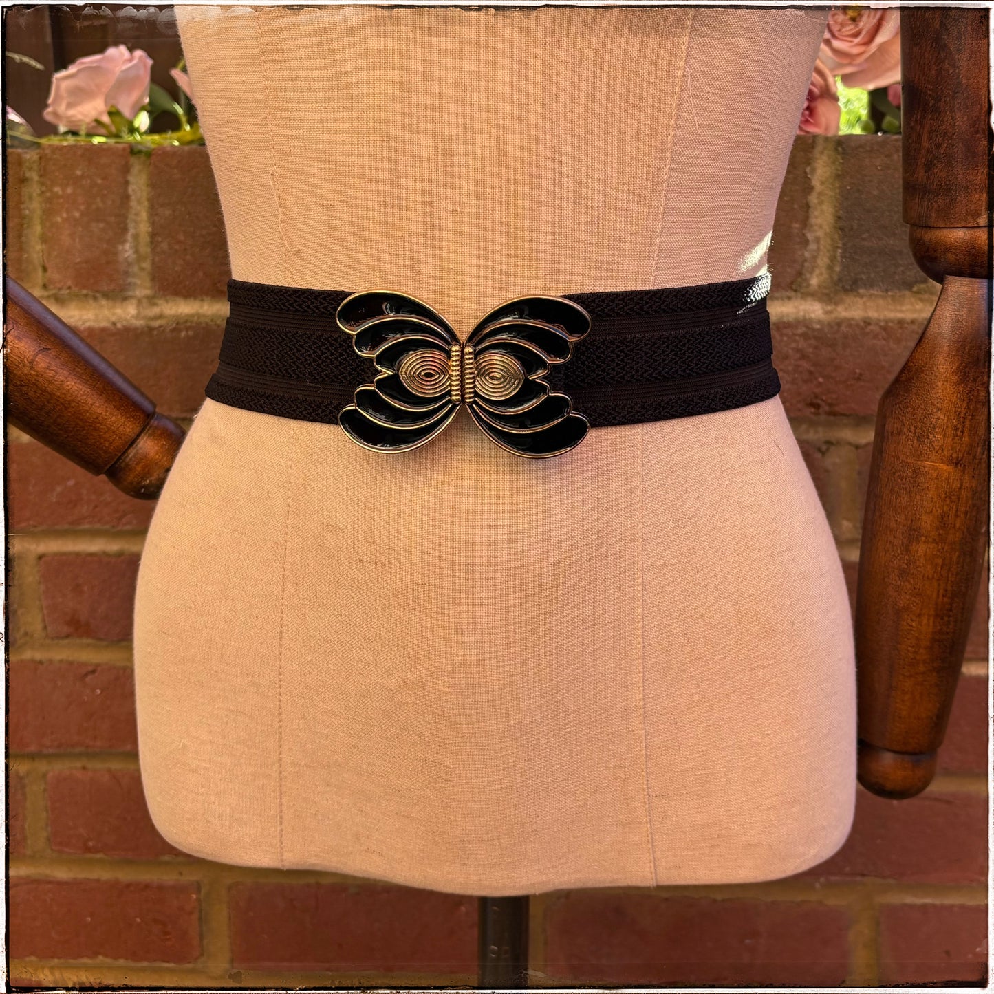 Vintage 80s Style Elasticated Butterfly Enamel Belt