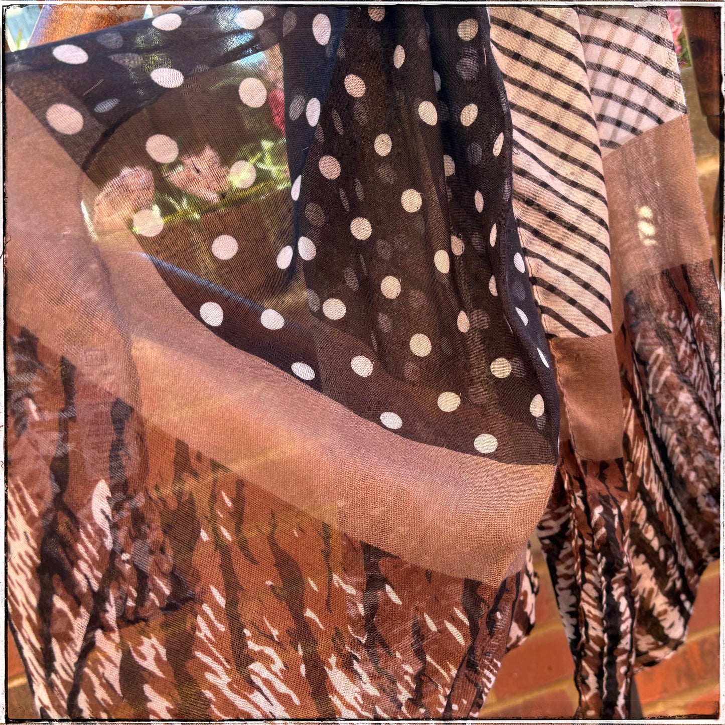 Brown Animal Print Spotty Lightweight Scarf