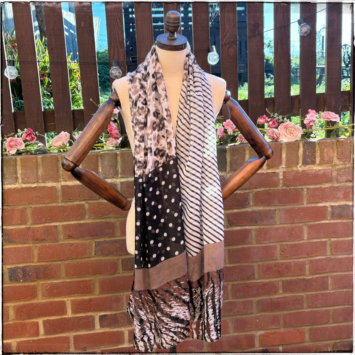 Brown Animal Print Spotty Lightweight Scarf