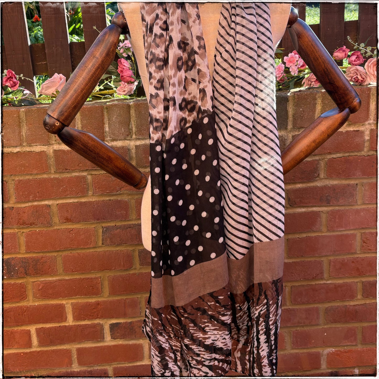 Brown Animal Print Spotty Lightweight Scarf