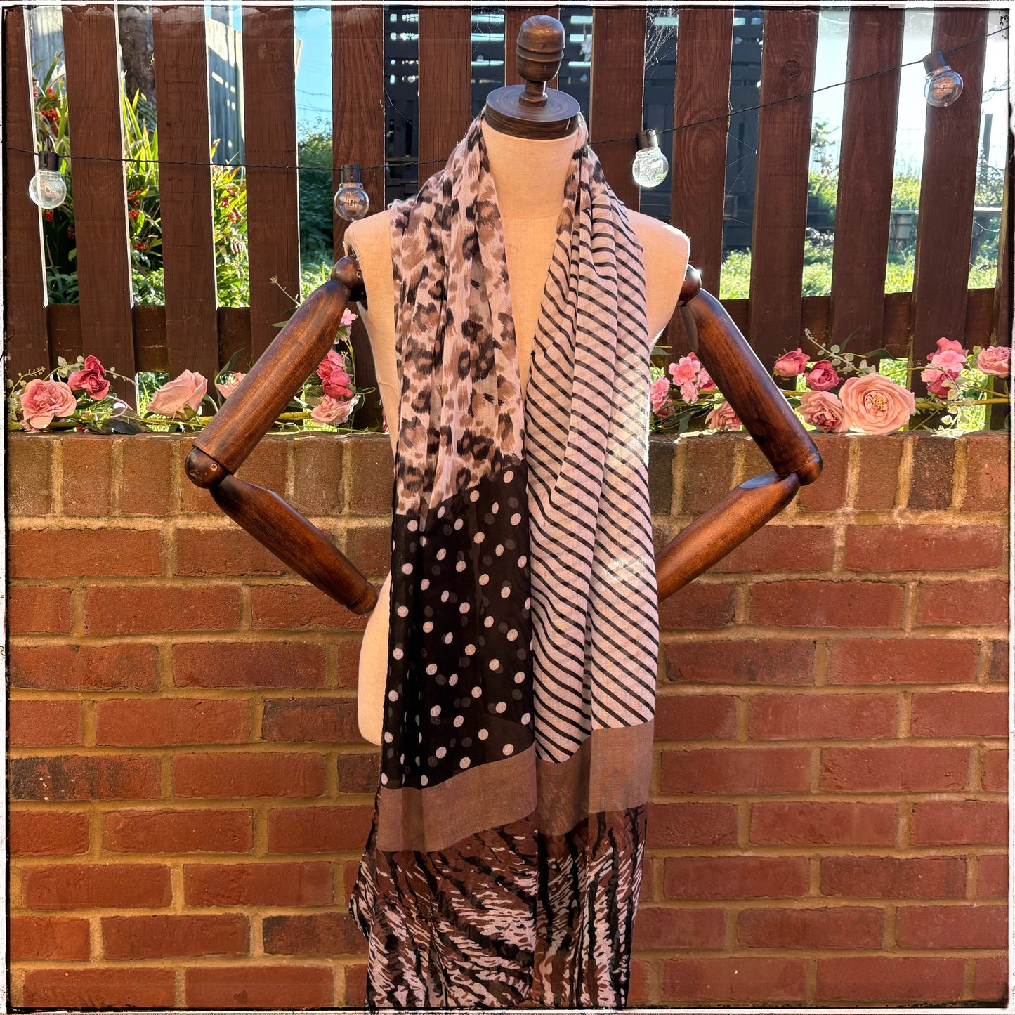 Brown Animal Print Spotty Lightweight Scarf
