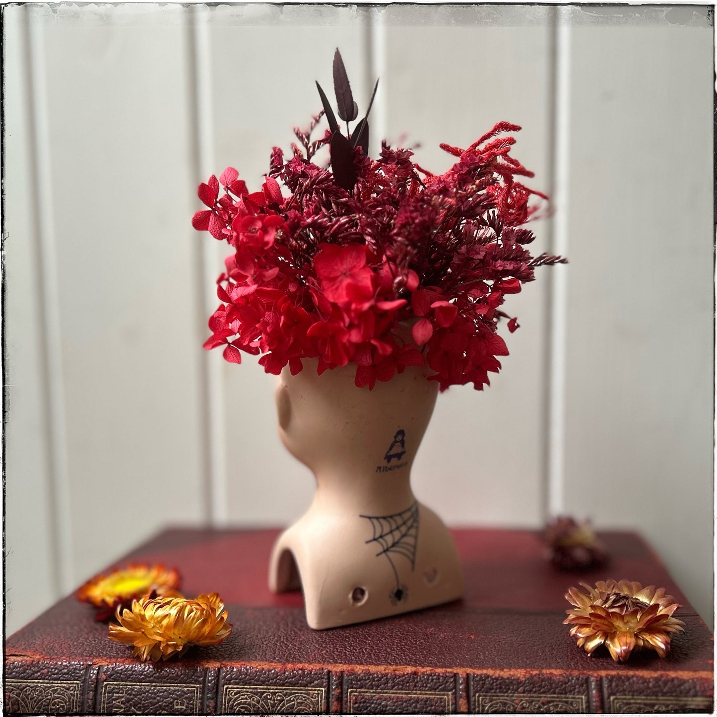 Vintage recycled porcelain doll head -Lottie Back