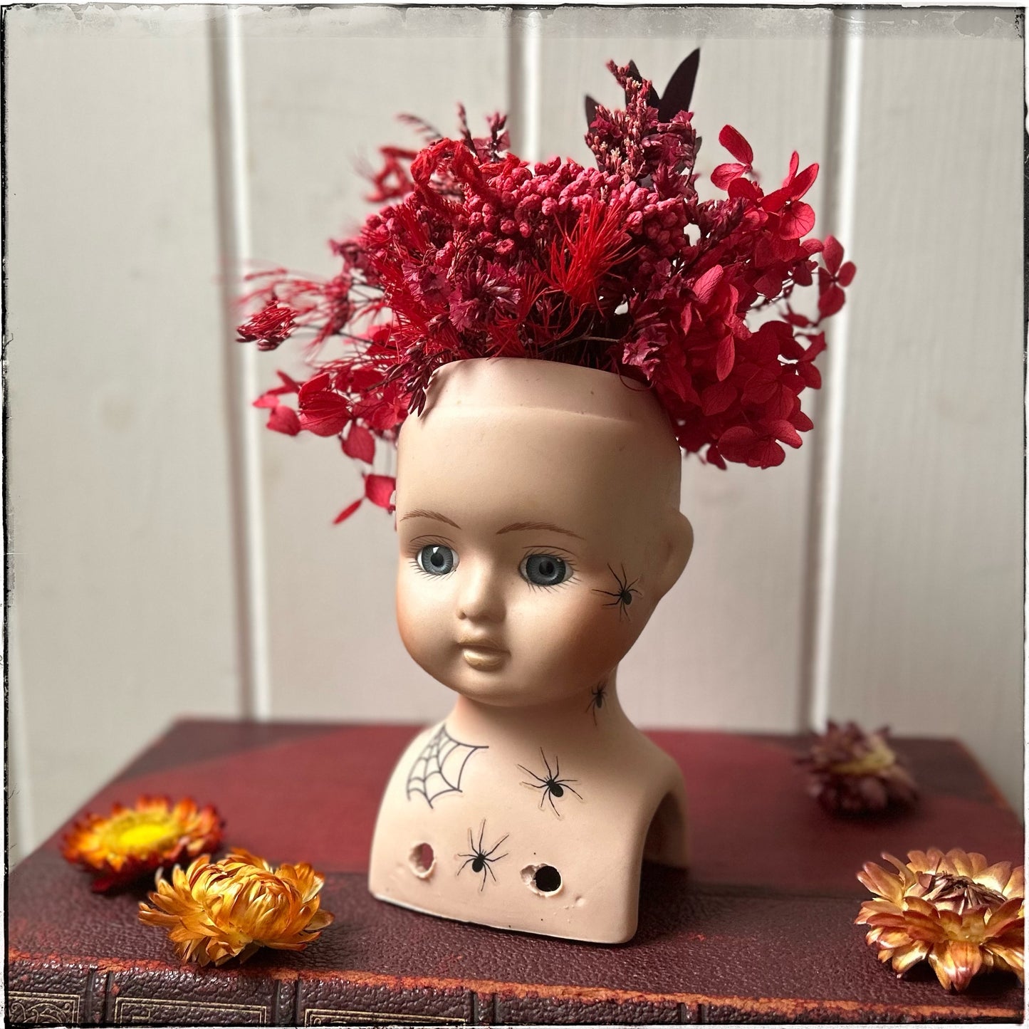 Vintage recycled porcelain doll head - Lottie Right Side