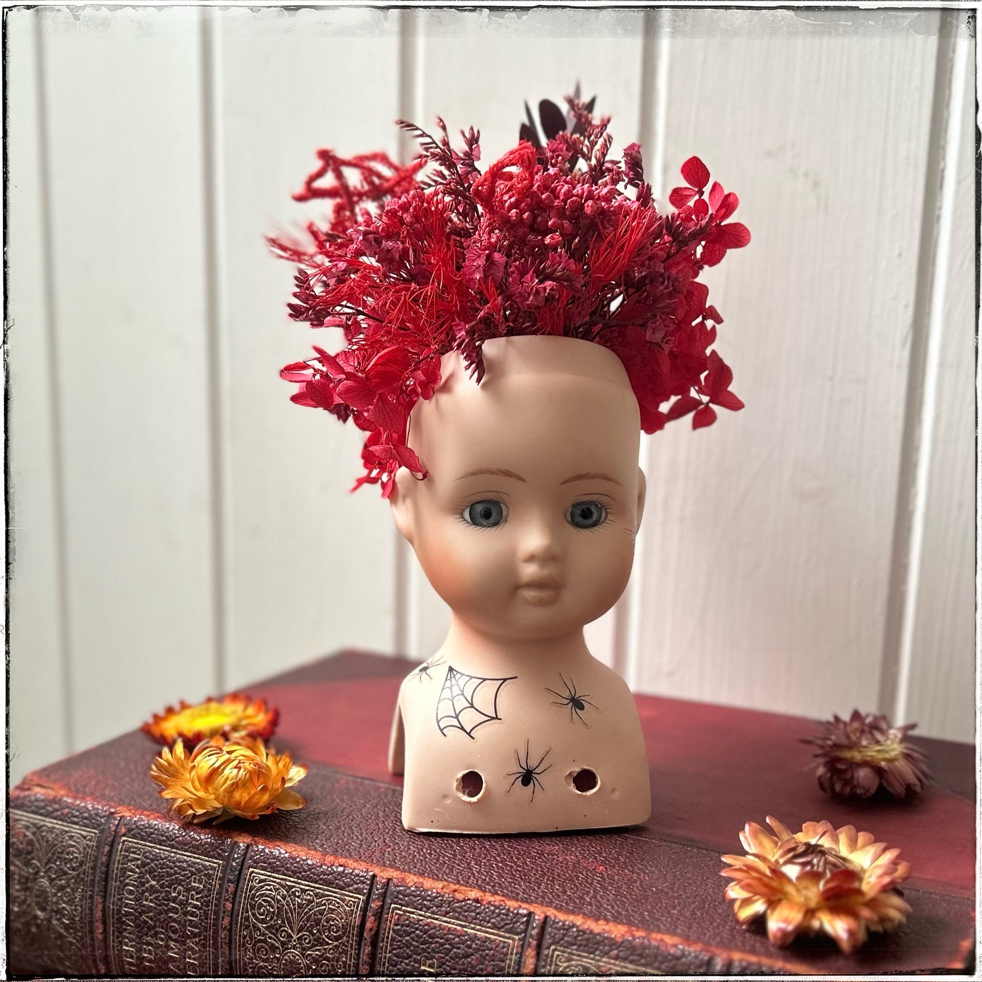 Vintage recycled porcelain doll head -Lottie Side 