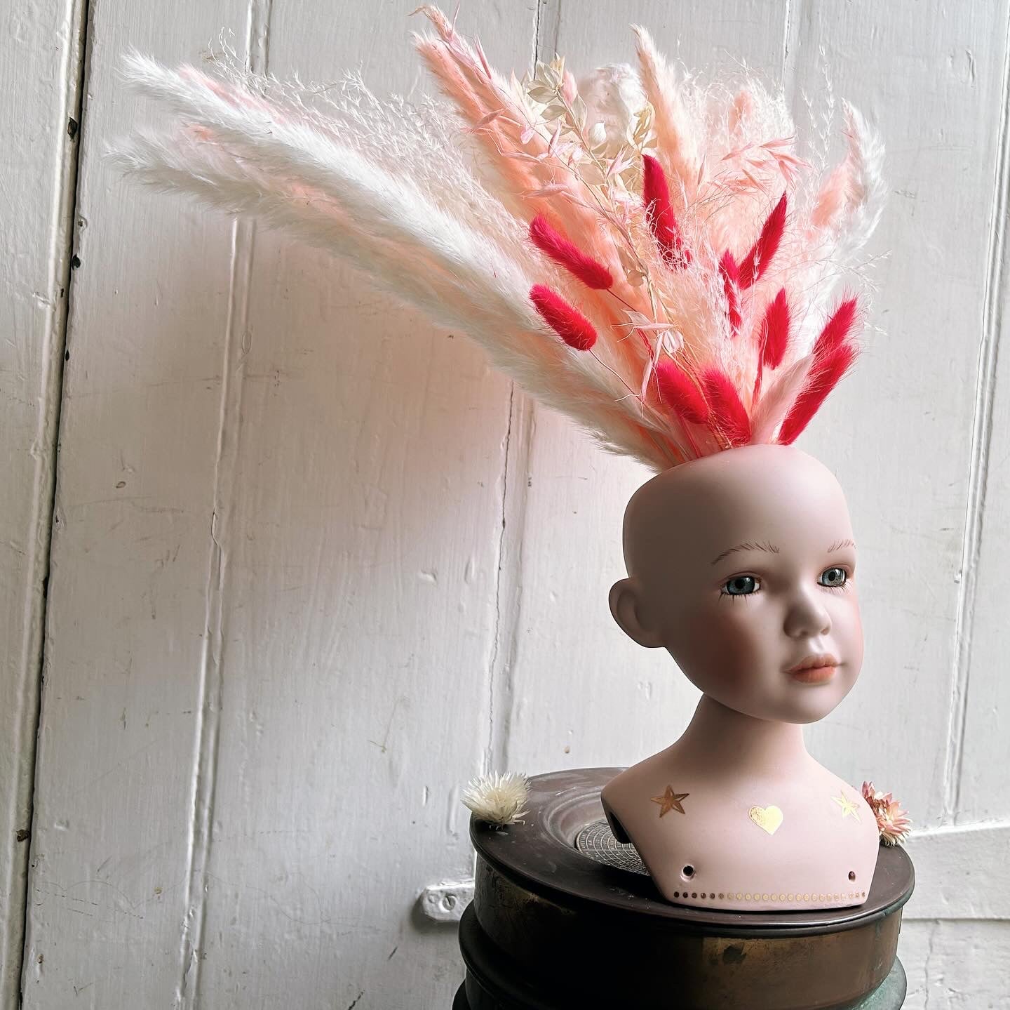 Vintage recycled porcelain doll head - Zepher