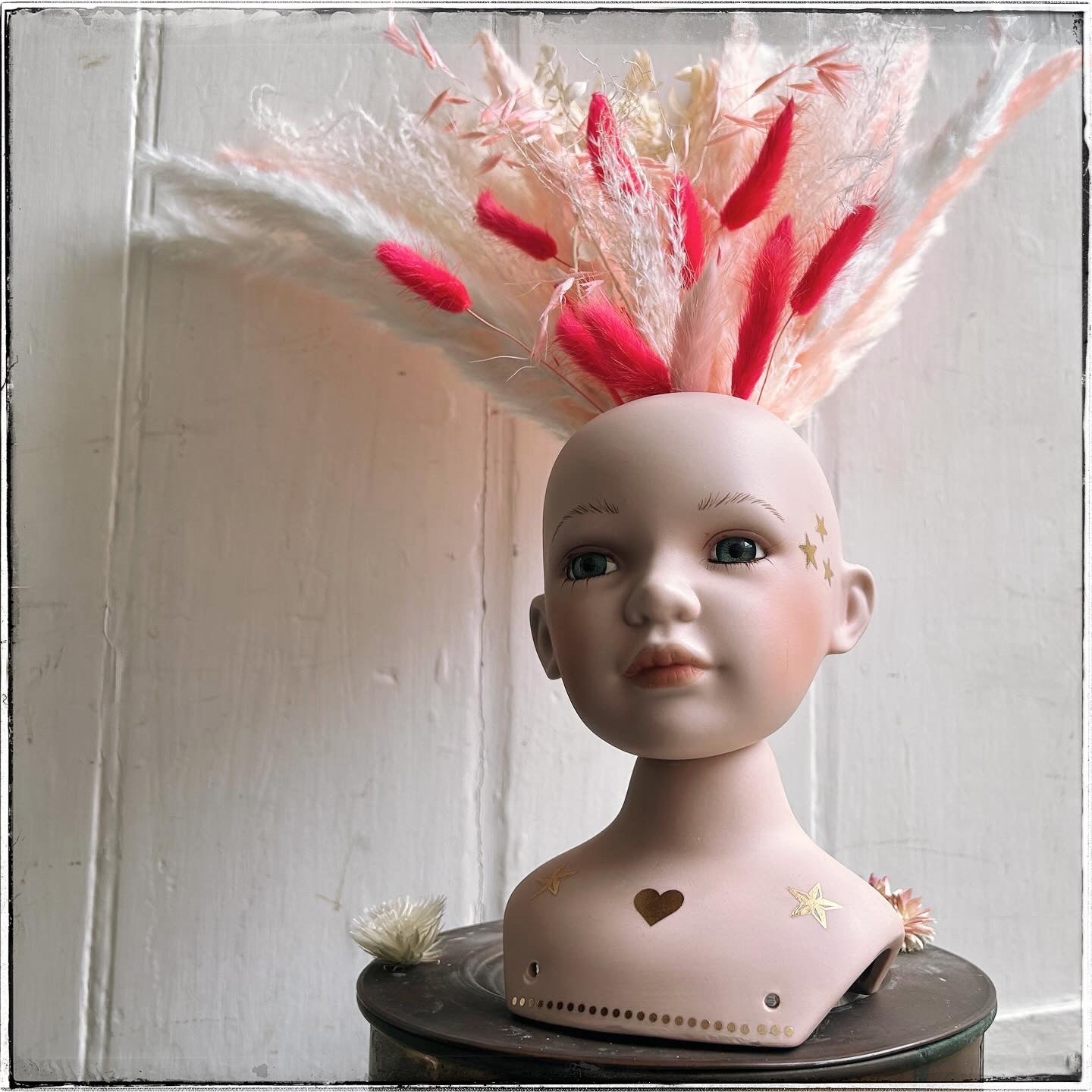 Vintage recycled porcelain doll head -Zepher Below