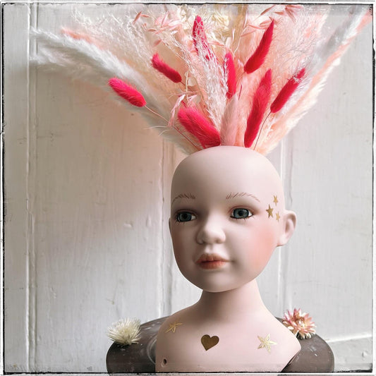 Vintage recycled porcelain doll head - Zepher side